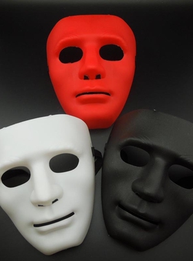嘻哈街舞白色全脸面具抖音男帅气假面舞会面具网红万圣节直播道具