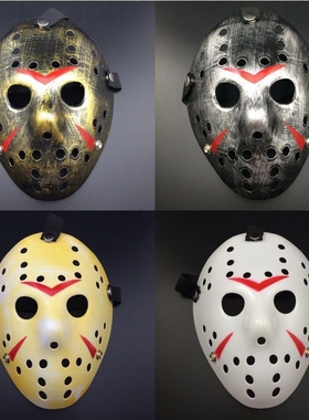 万圣节舞会成人儿童杰森面具带血道具刀Jason mask with Machete
