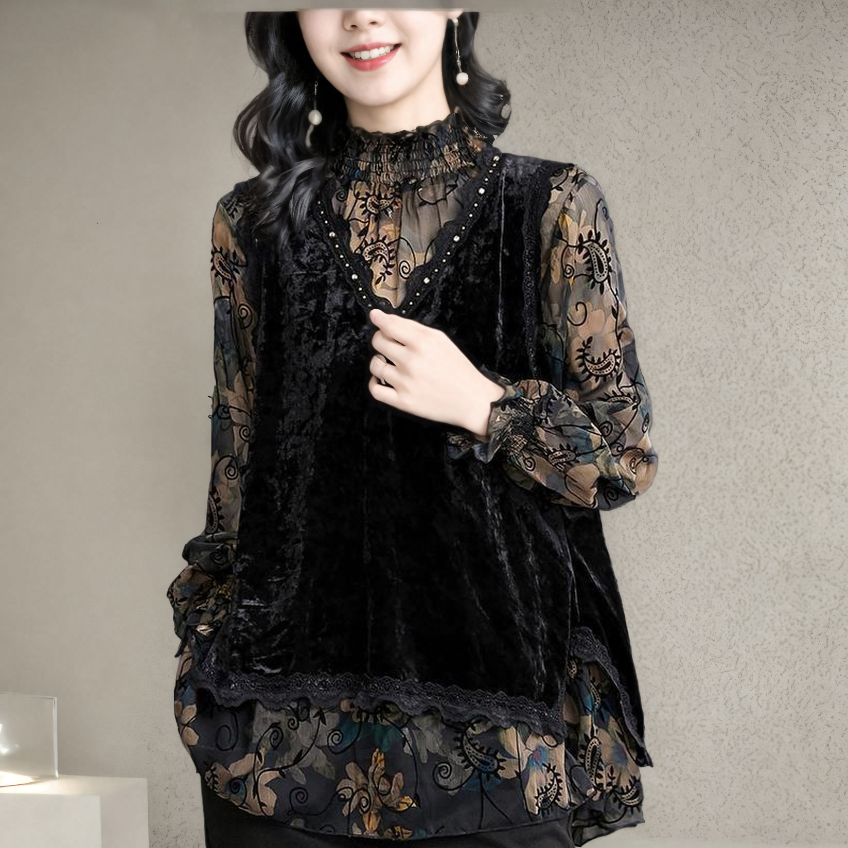 新款200斤2025年洋气自制T恤两件套大码上衣打底衫气质女秋装内搭