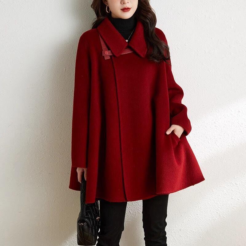 200新款斗篷高档2025式毛呢斤女外套小个子大衣大码咖色洋气秋冬