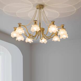 玫瑰花吊灯客厅餐厅美式轻奢浪漫法式卧室主灯复古灯具