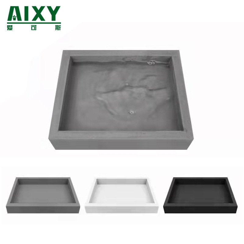 正方形仿水泥花盆托盘带轮可移动接水盘加厚耐用底座特大号托盘