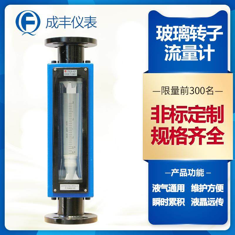 FA24玻璃转子流量计内衬四氟耐腐性能好法兰连接耐酸碱液体流量计