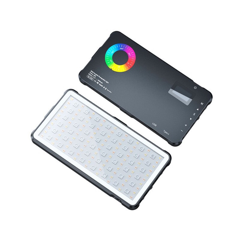 mamen慢门C02彩色RGB相机补光灯全彩led摄影拍照手持拍摄便携灯