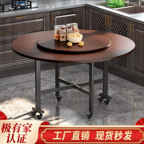 12折叠桌折叠圆餐桌人餐转盘圆形带酒店折叠大圆桌聚饭桌简易家庭