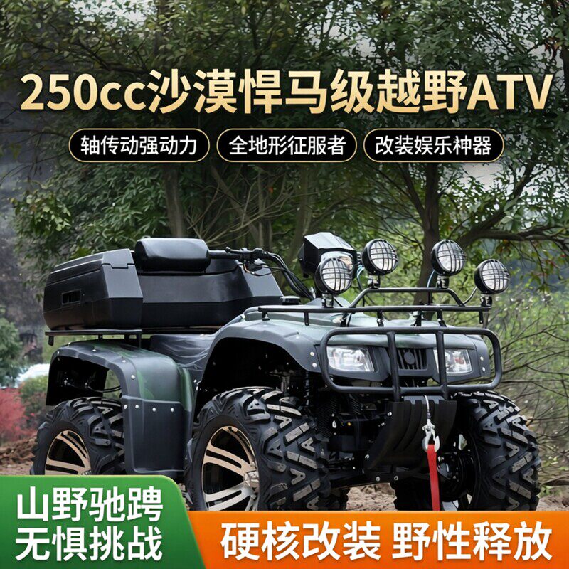 沙滩车250四轮越野摩托车沙漠轴传动大悍马龙鼎山地改装娱乐ATV