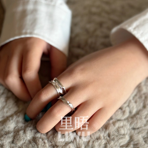 S925纯银不规则溪流戒指开口