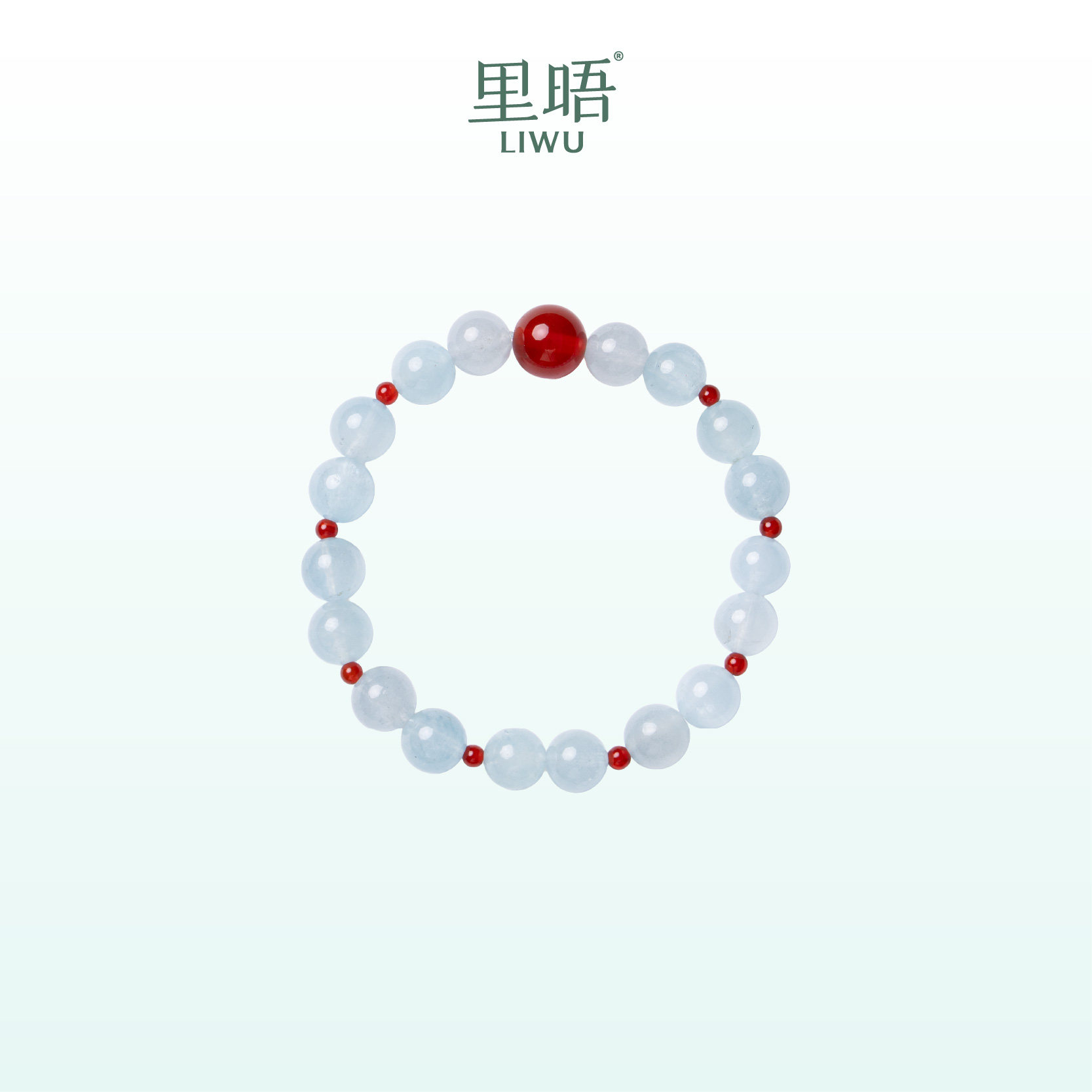 里晤LIWU蓝雾系列|海蓝宝红玛瑙弹力手串新中式显白小众女生送礼