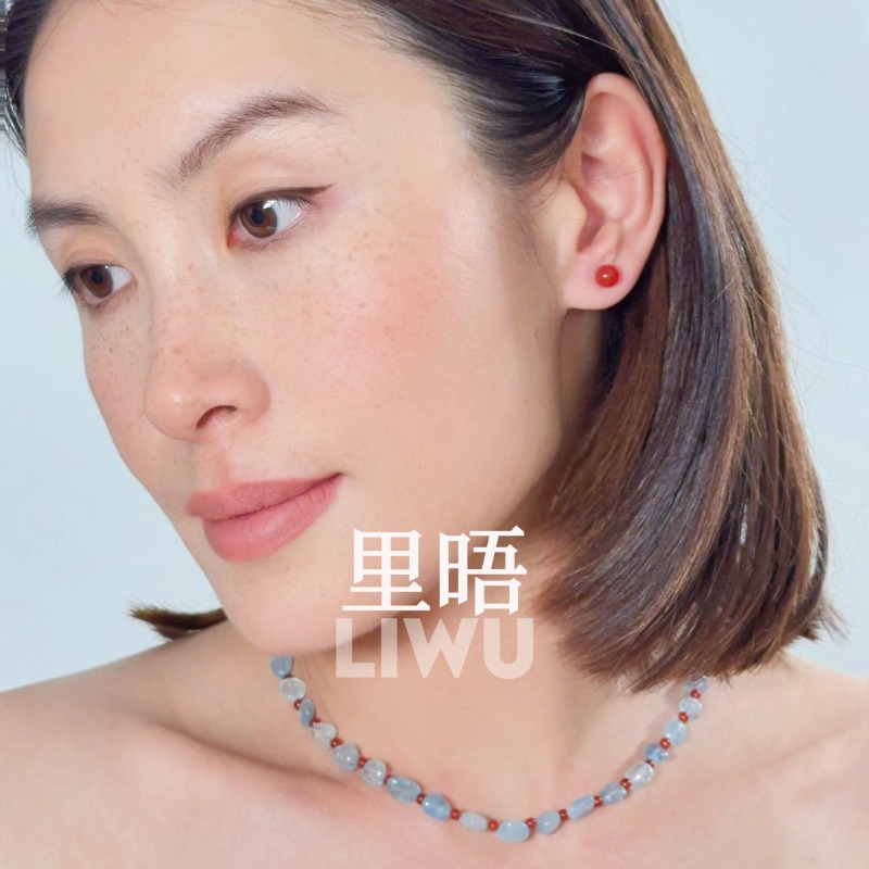 里晤S925纯银红玛瑙耳钉新中式显白送女友送闺蜜送妈妈礼物中秋节