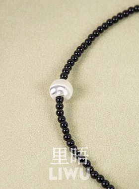 里晤S925纯银猫眼球黑玛瑙串珠项链送闺蜜送女友新中式生日礼物