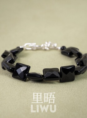 里晤S925纯银马蹄黑玛瑙手链新中式显白节日送女友送生日礼物