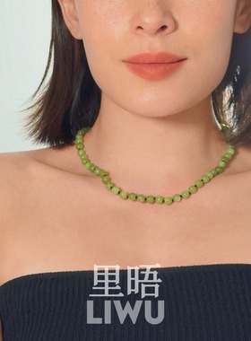 里晤S925纯银葡萄色绿玉髓打结项链新中式显白节日送生日礼物