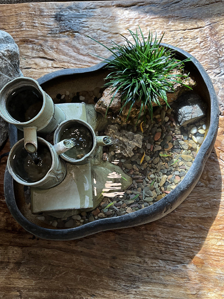 无锡华碧台式中国陶瓷鱼缸自循环活水小鱼古法全套景观生态鱼缸