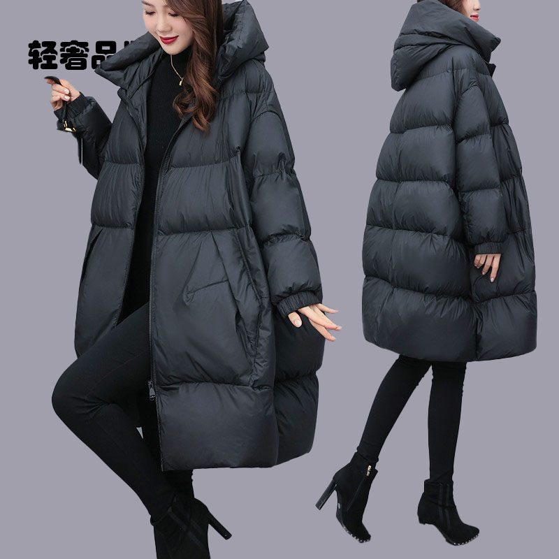 朗姿约定羽绒服女装2026年新款冬季中长款显瘦白鸭绒加厚外套连帽