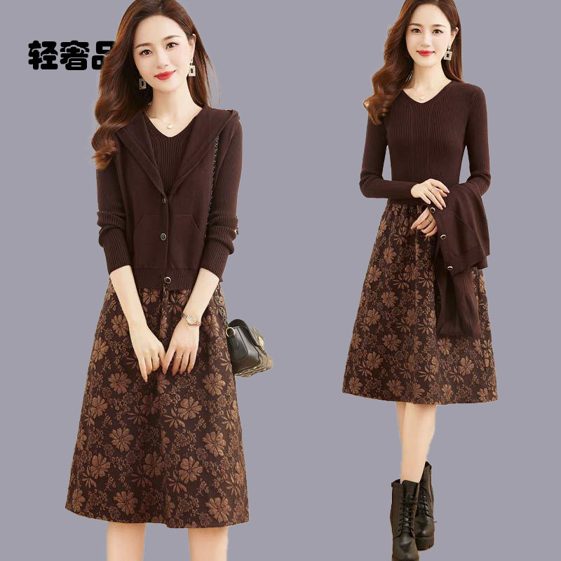 朗姿约定秋季2025新款女装针织连衣裙秋冬高级感小个子马甲套装裙