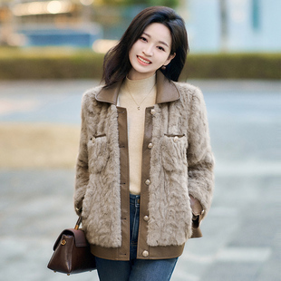 柒量一裁小个子2025冬季新款羊羔毛外套流行的女款短款上衣3703