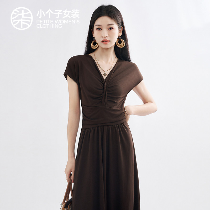 柒量一裁小个子V领女夏连衣裙图片