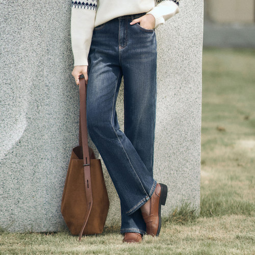 小个子加绒直筒牛仔裤版