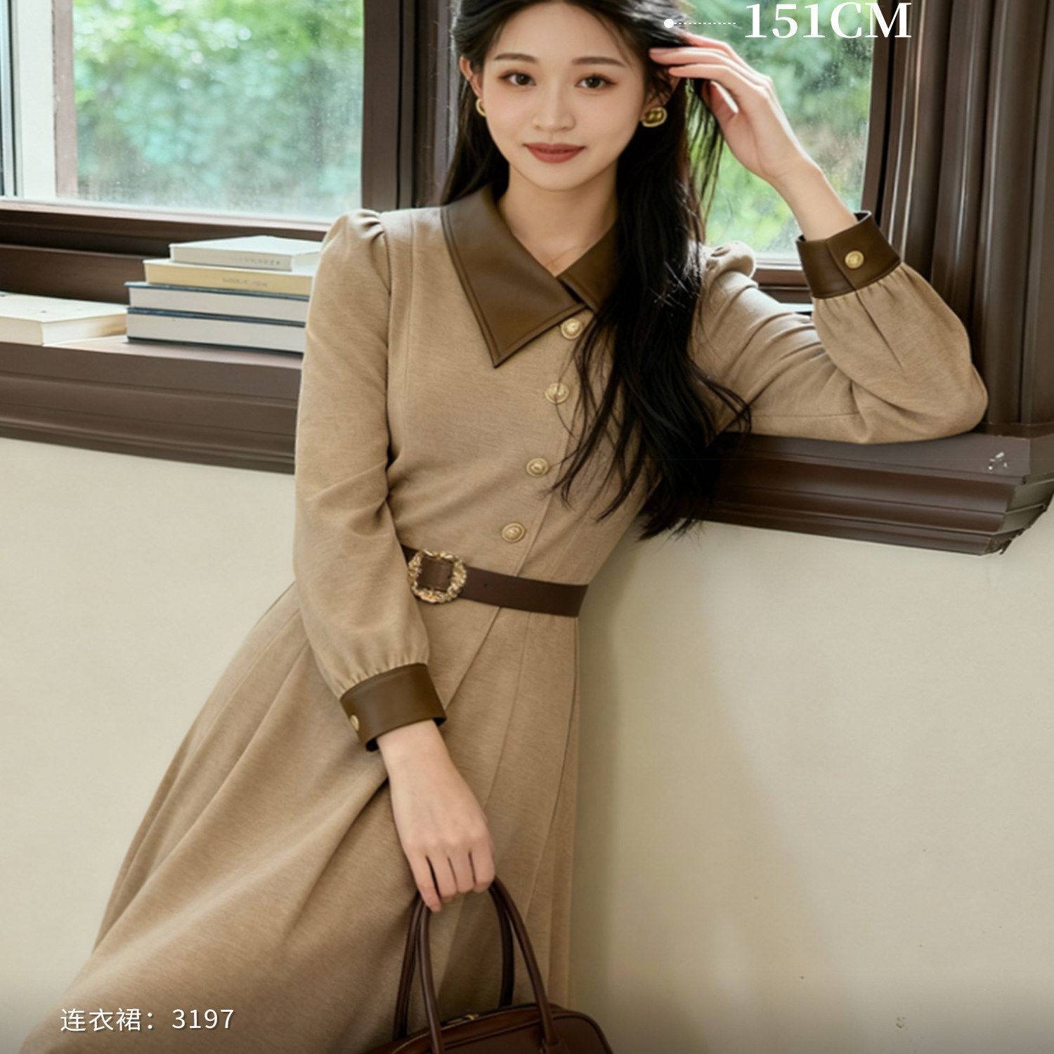 小个子法式收腰长款秋冬连衣裙