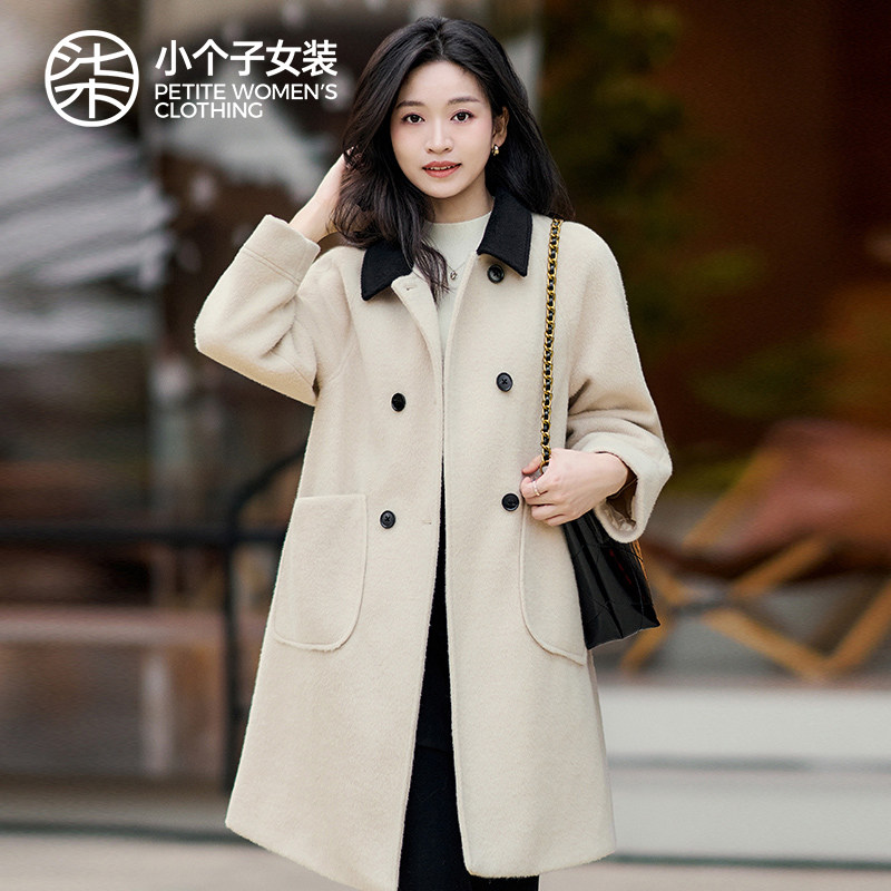柒量一裁羊毛毛呢外套小个子冬季新气质燕麦色女款毛呢大衣4104
