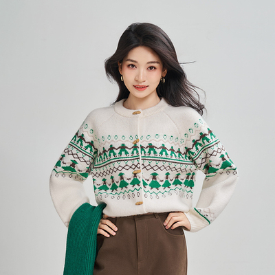 小个子杏色绿色毛衣开衫