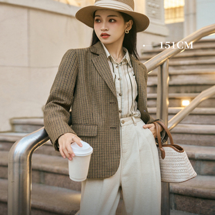 【大柒】小个子千鸟格西装外套女秋款新款小香风外套设计感1210