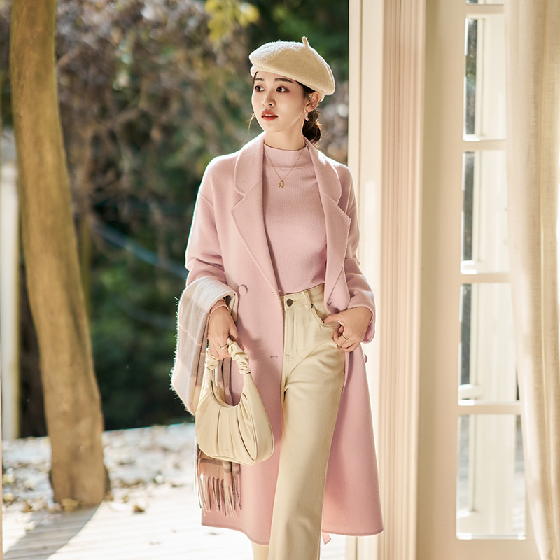 小个子中长款双面呢大衣