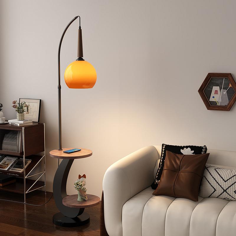 落地灯客厅置物架茶几灯网红感卧室床头柜氛围一体台灯带无线充电