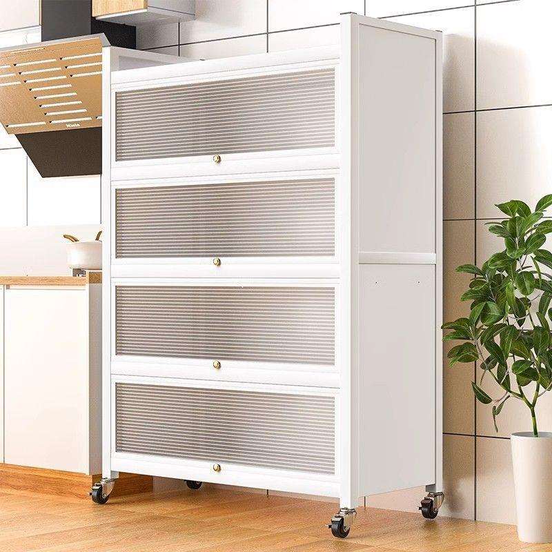 厨房置物架落地多层收纳柜子微波炉家用带门多功能橱柜靠墙储物柜