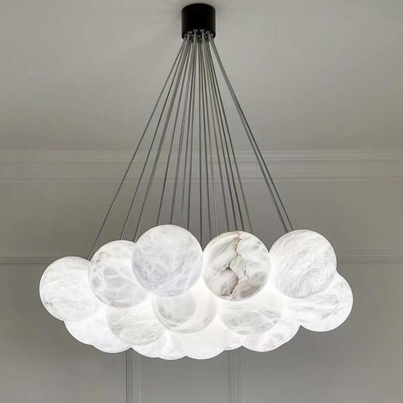 中山工厂极简中山工厂直销全铜云石客厅吊灯后现代简约餐厅灯卧室