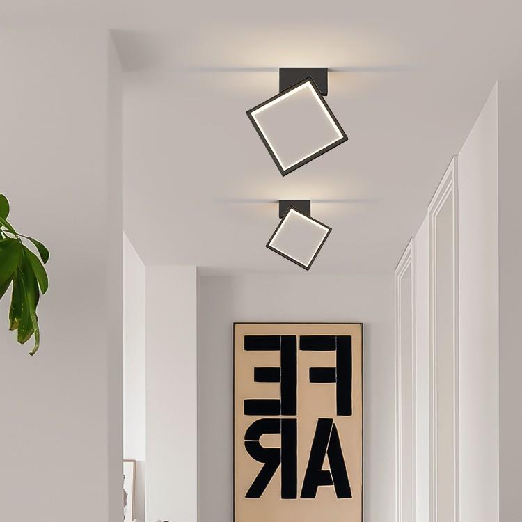 北欧过道灯走廊灯简约现代创意个性黑白方形设计阳台玄关吸顶灯具