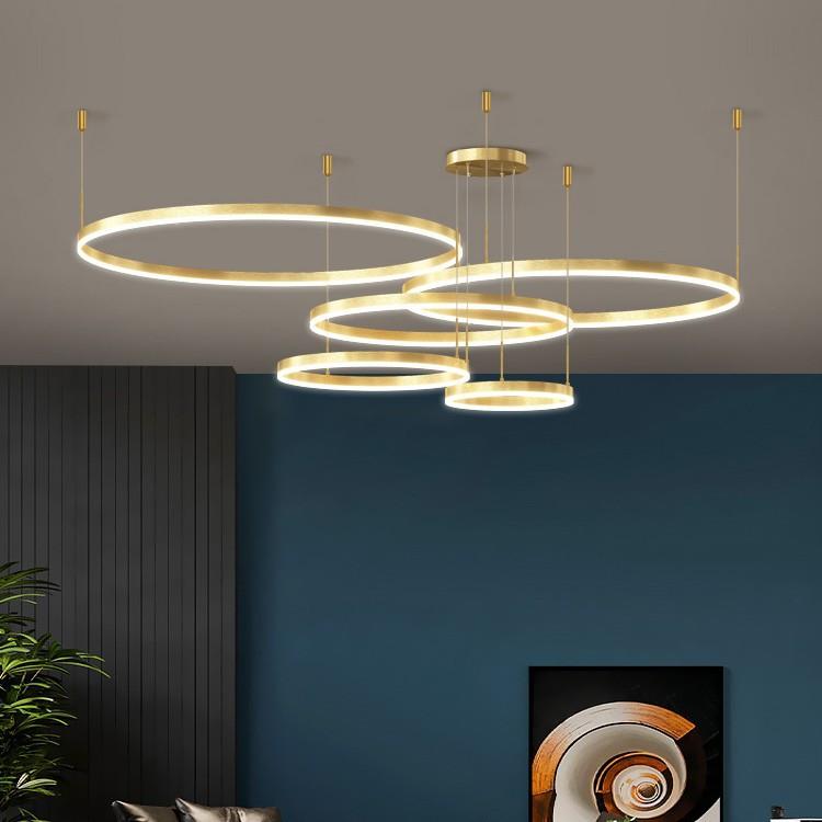 客厅吊灯现代简约大气主灯极简圆环灯具大全2025年新款轻奢餐厅灯