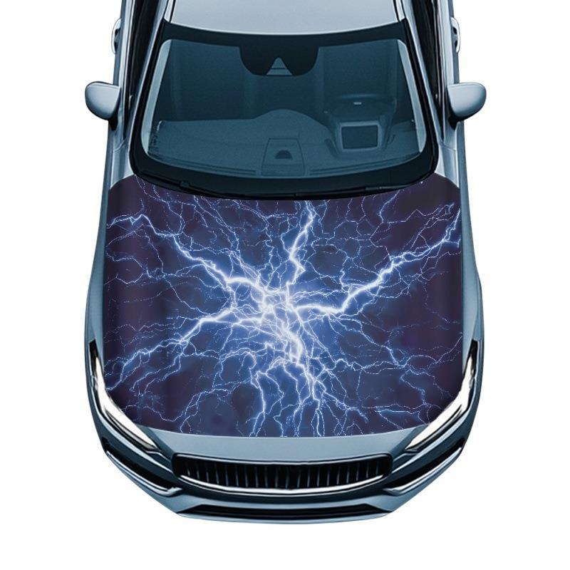 一件起订闪电引擎盖印花保护罩系带轿车车盖套个性碎花防尘罩