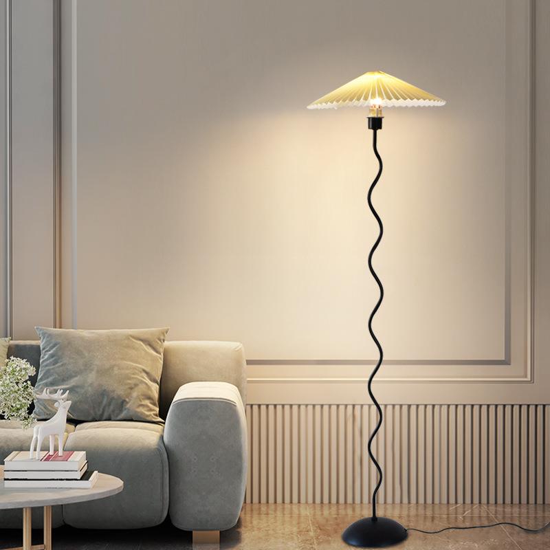 中古百褶落地灯日式简约客厅卧室创意落地灯北欧装饰床头氛围台灯