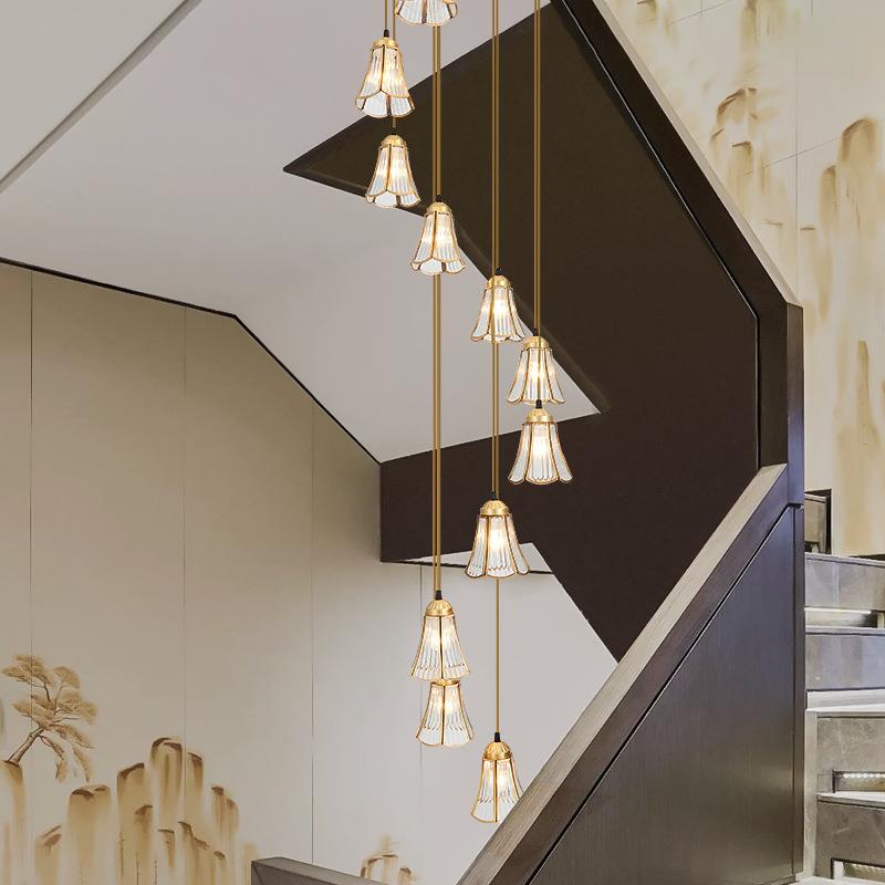 北欧旋转楼梯间长吊灯简约个性别墅复式公寓客厅跃层中空loft吊灯