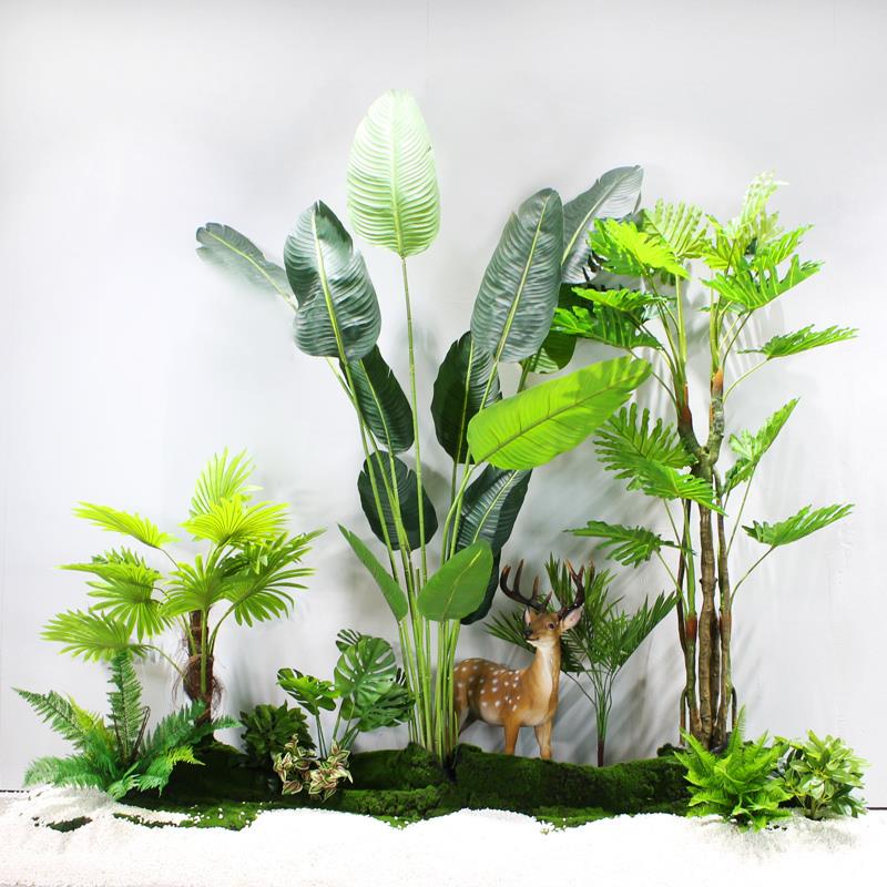 仿真植物花艺装饰景观室内橱窗样板房假绿植苔藓草球造景落地摆件