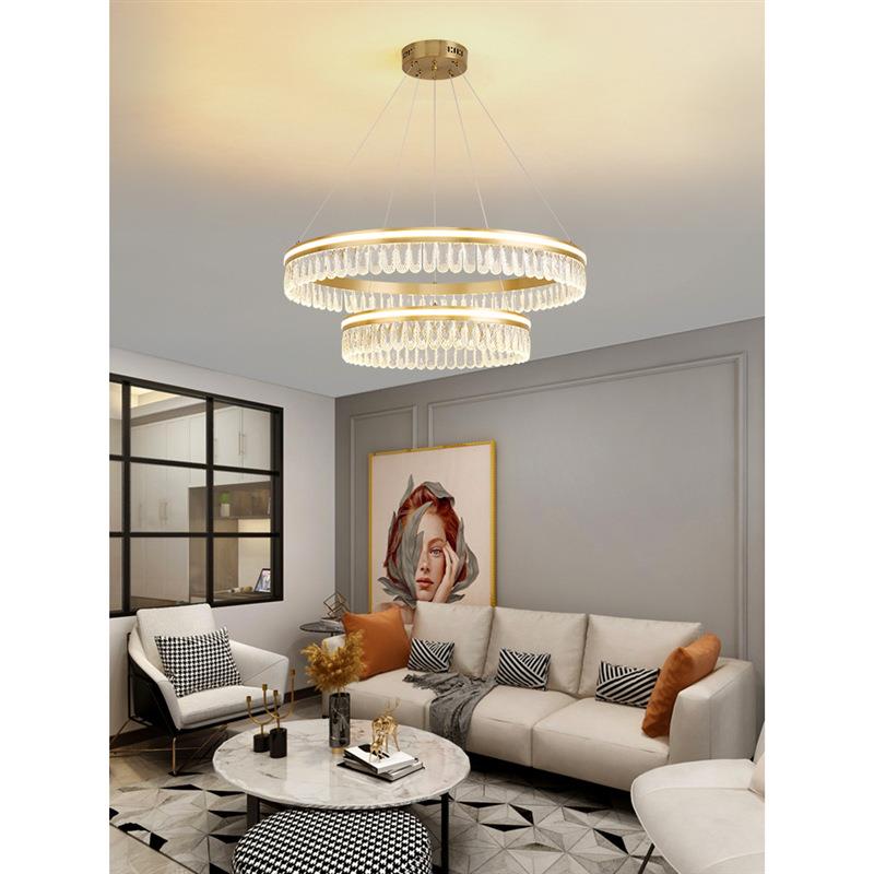 意式轻奢水晶客厅吊灯现代简约圆形主卧室灯具创意餐厅2024年新款
