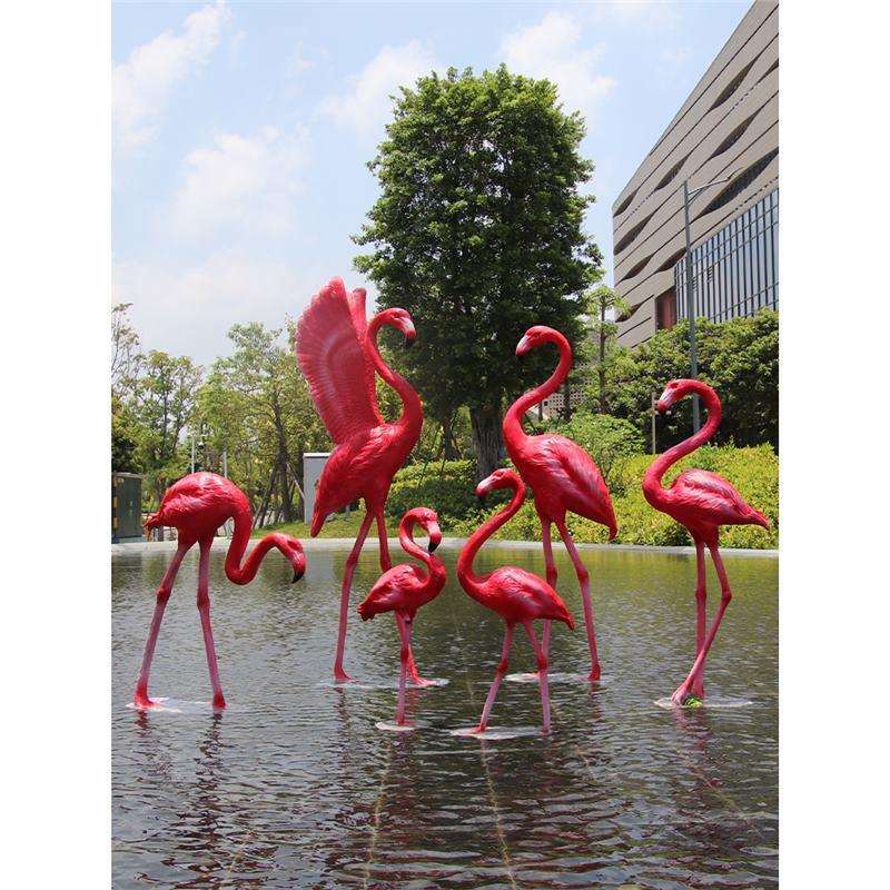 户外火烈鸟玻璃钢雕塑花园庭院婚庆美陈景观动物装饰落地摆件卡通