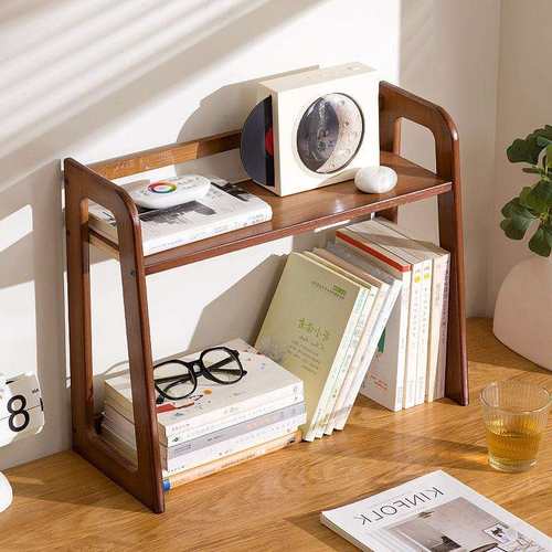 简易桌上书架学生宿舍桌面收纳架办公桌实木多层置物架层架