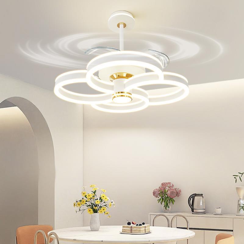 餐厅吊灯现代简约大气卧室吊扇灯感创意几何隐形饭桌电风扇灯