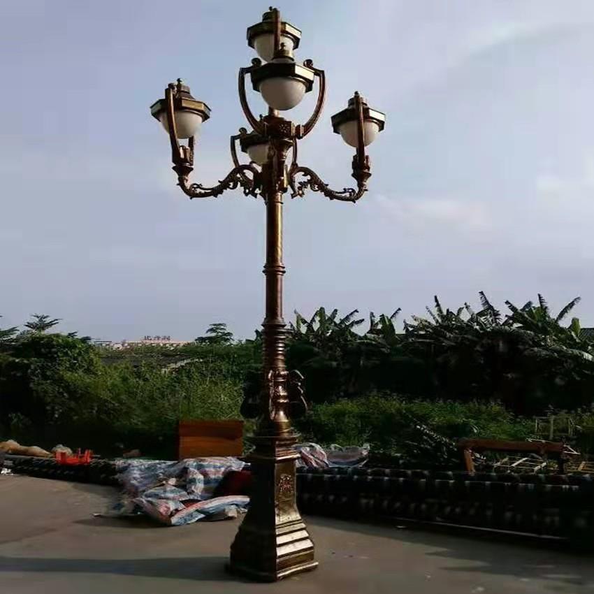 欧式庭院灯厂家怀旧风铝材5头4米庭院灯别墅灯亮化照明路灯景观灯