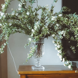 小手球花瓶玻璃透明浮雕水晶高脚奖杯高足法式复古底座高脚酒杯