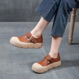 百搭透气小白鞋 厚底增高休闲运动板鞋 2025新款 真皮牛皮复古女鞋