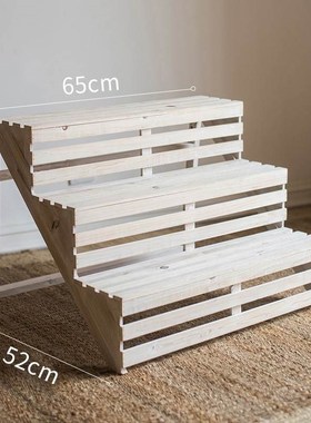 田园实木阶梯花架多层花台装饰陈列架家居阳台花园客厅多功能摆件