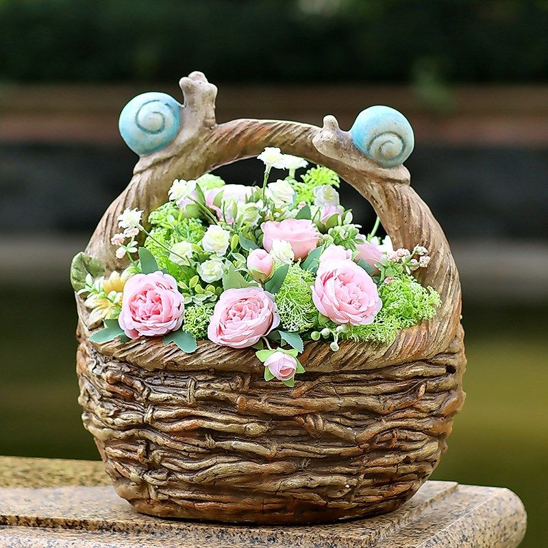 户外庭院美式花园创意花篮花盆阳台园艺装饰布置网红造景小品摆件,家居饰品,户外/庭院摆件,淘宝优惠券,粉丝福利购,淘宝优惠卷