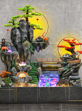 假山流水喷泉落地摆件鱼池庭院造景招财风水轮循环水阳台景观装饰