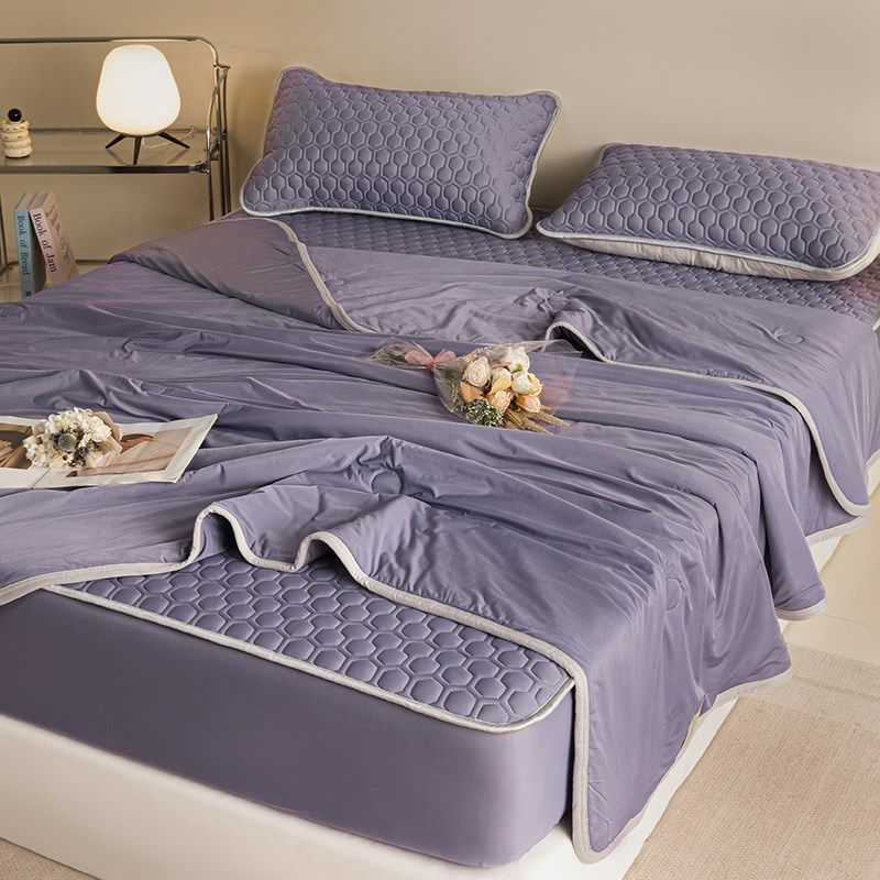 乳胶凉席四件套床笠款夏季冰丝席三件套床笠罩床垫床套2024新紫色,床上用品,乳胶席,淘宝优惠券,粉丝福利购,淘宝优惠卷