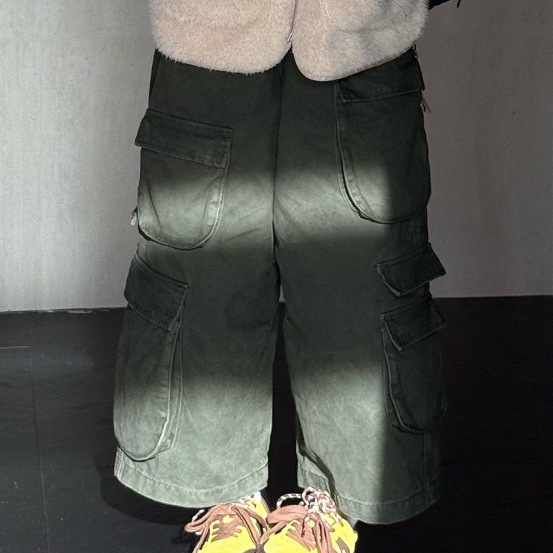 CHU楚妞[劲野]纯棉大口袋休闲九分裤2025秋季新款女直筒工装裤子
