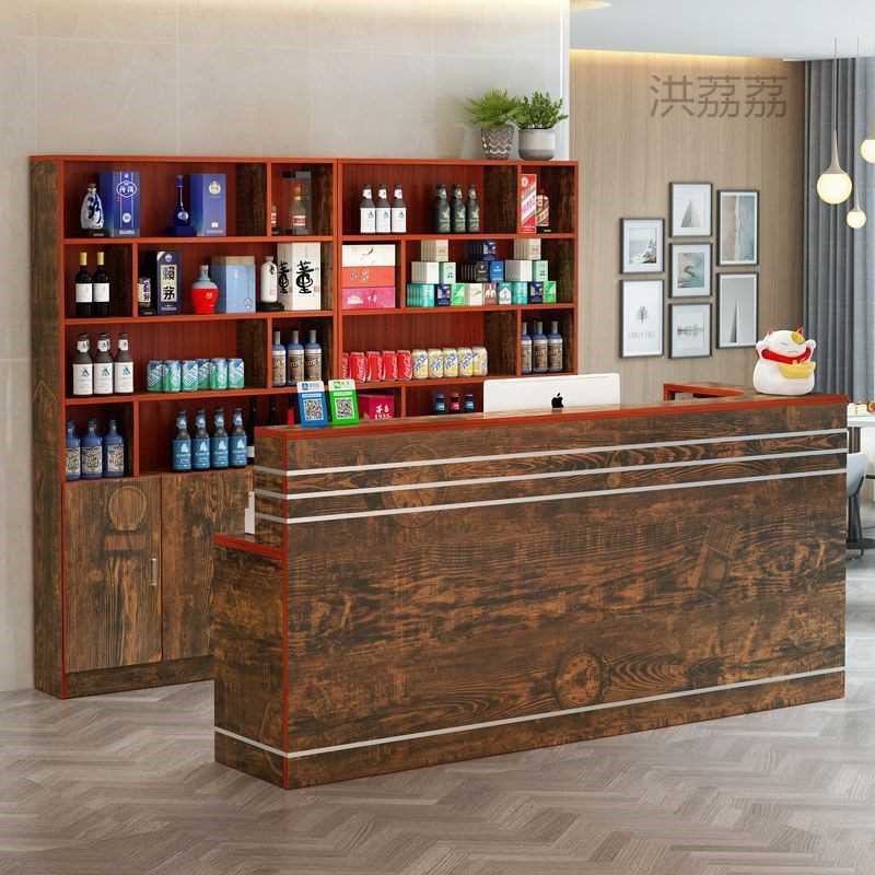 收银台简约现代饭店吧台酒柜一z体转角吧台柜商用店铺小型前台柜