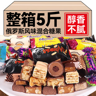 俄罗斯进口糖果官方旗舰店巧克力高端年货专用喜糖零食牛轧糖批发
